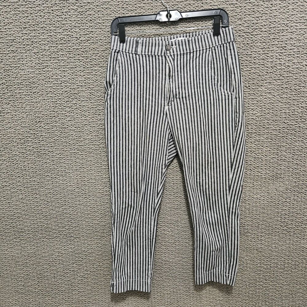 HOLLISTER Women's Gray Ultra High-Rise Striped Tapered Cropped Pants Size M